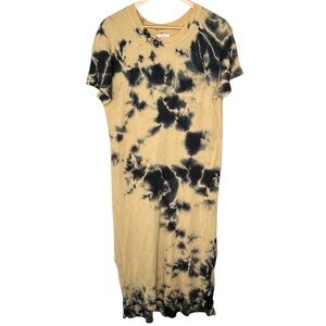 Electric & Rose Tie Dye Waffle Knit Maxi T-Shirt Dress